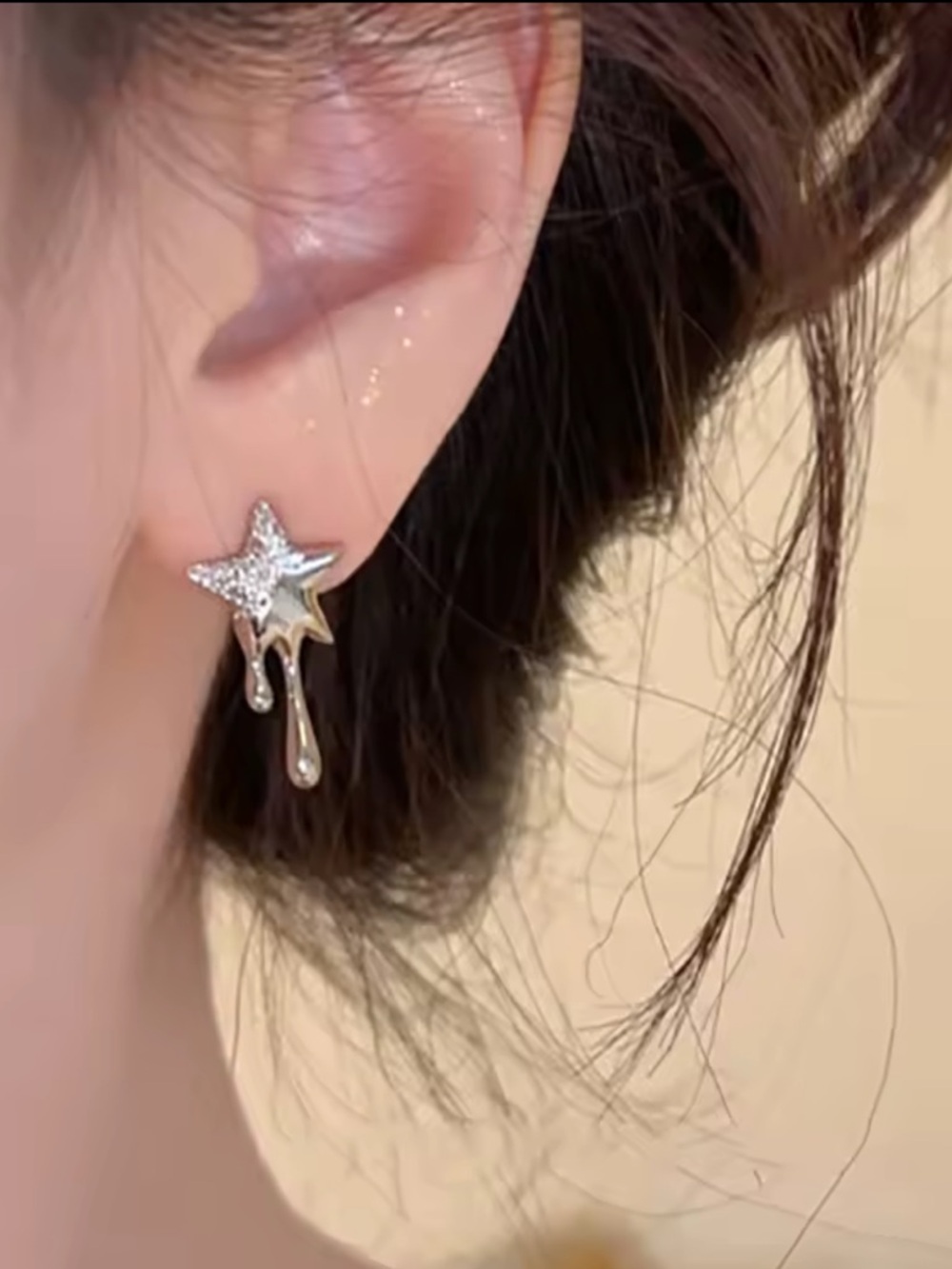 Anthropologie Silver Dripping Star Earrings